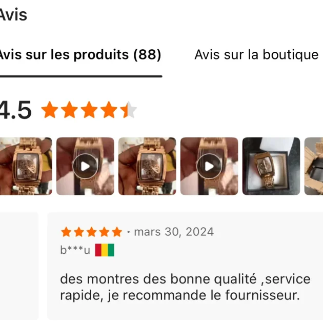 Montre carrée squelette dorée – Élégance & solidité